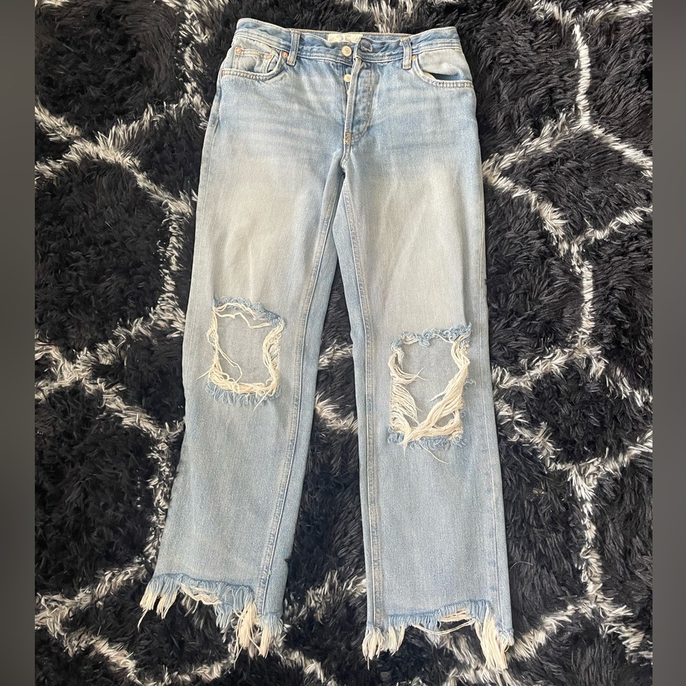 Loose Ripped and Cut-Off Light Wash Jeans by Free People (25)